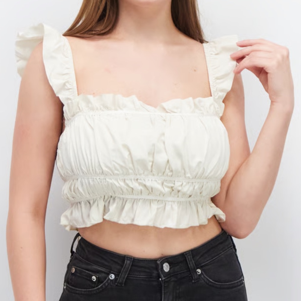 Skylar Rose Textured Crop Top – Cream | XS
